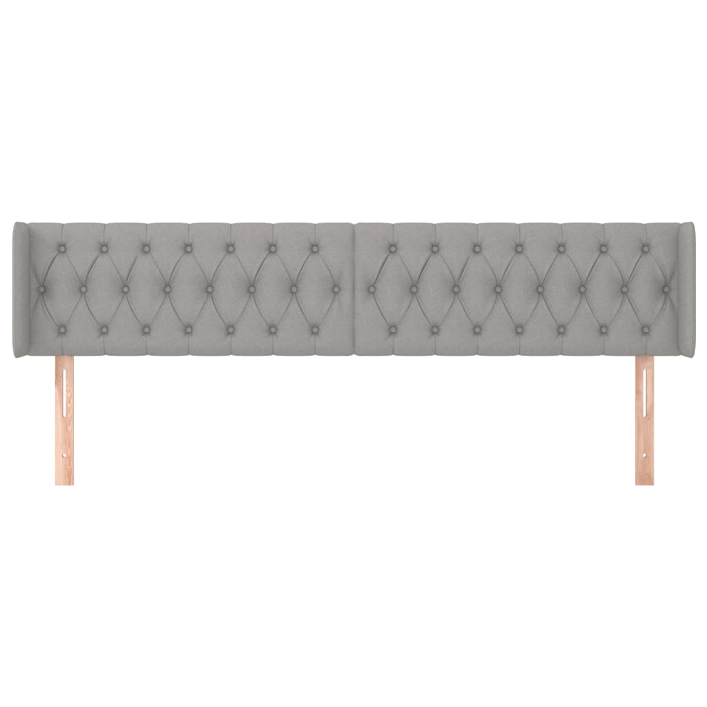 Cabeceira de cama c/ abas tecido 183x16x78/88 cm cinzento-claro