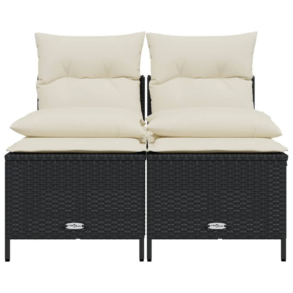 4 Pcs conjunto de sofás para jardim c/ almofadões vime PE preto