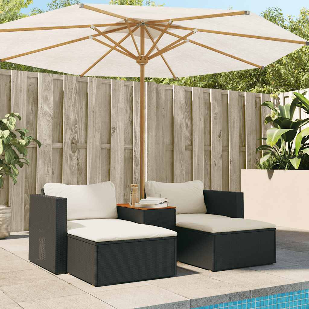 5 Pcs conjunto sofás de jardim com almofadões acácia e vime PE