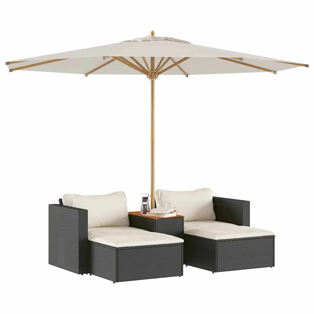 5 Pcs conjunto sofás de jardim com almofadões acácia e vime PE