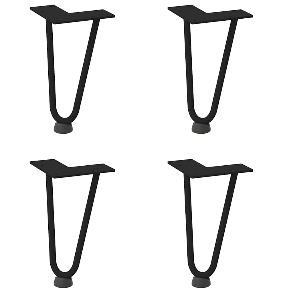 Pernas de grampo para mesa de centro 4 peças pretas 20 cm aço maciço
