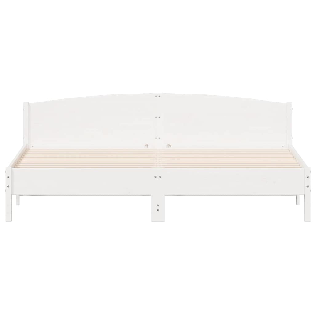 Cama sem colchão 200x200 cm madeira de pinho maciça branco