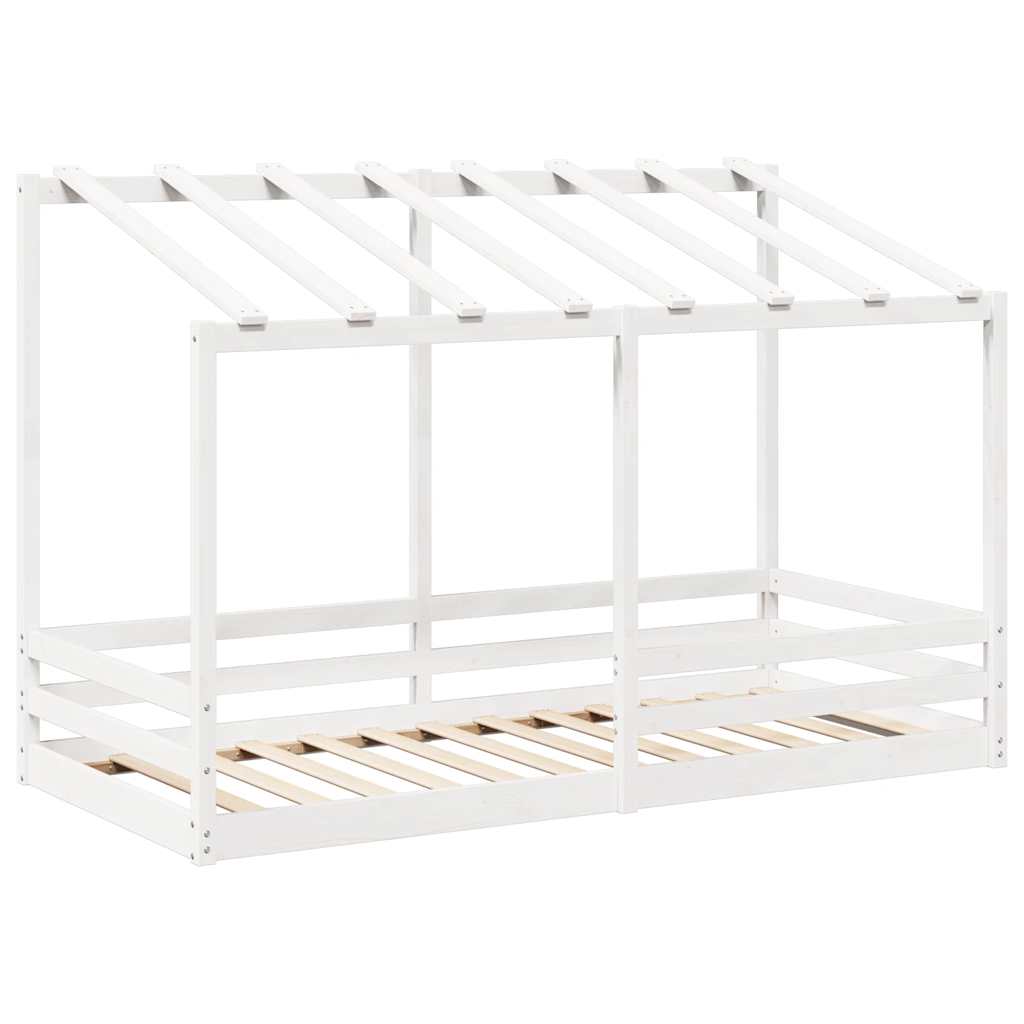 Cama infantil com telhado 90x200 cm pinho maciço branco