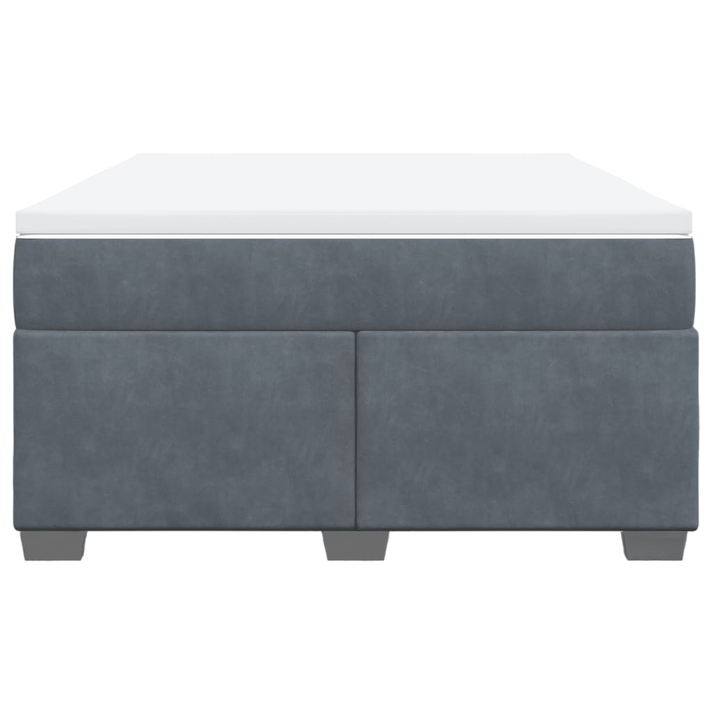 Cama com molas/colchão 140x190 cm veludo cinzento-escuro