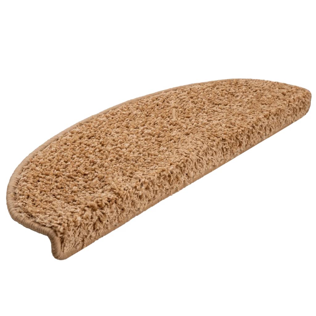Tapetes de escada 10 peças 65x21x4 cm bege semicircular grande