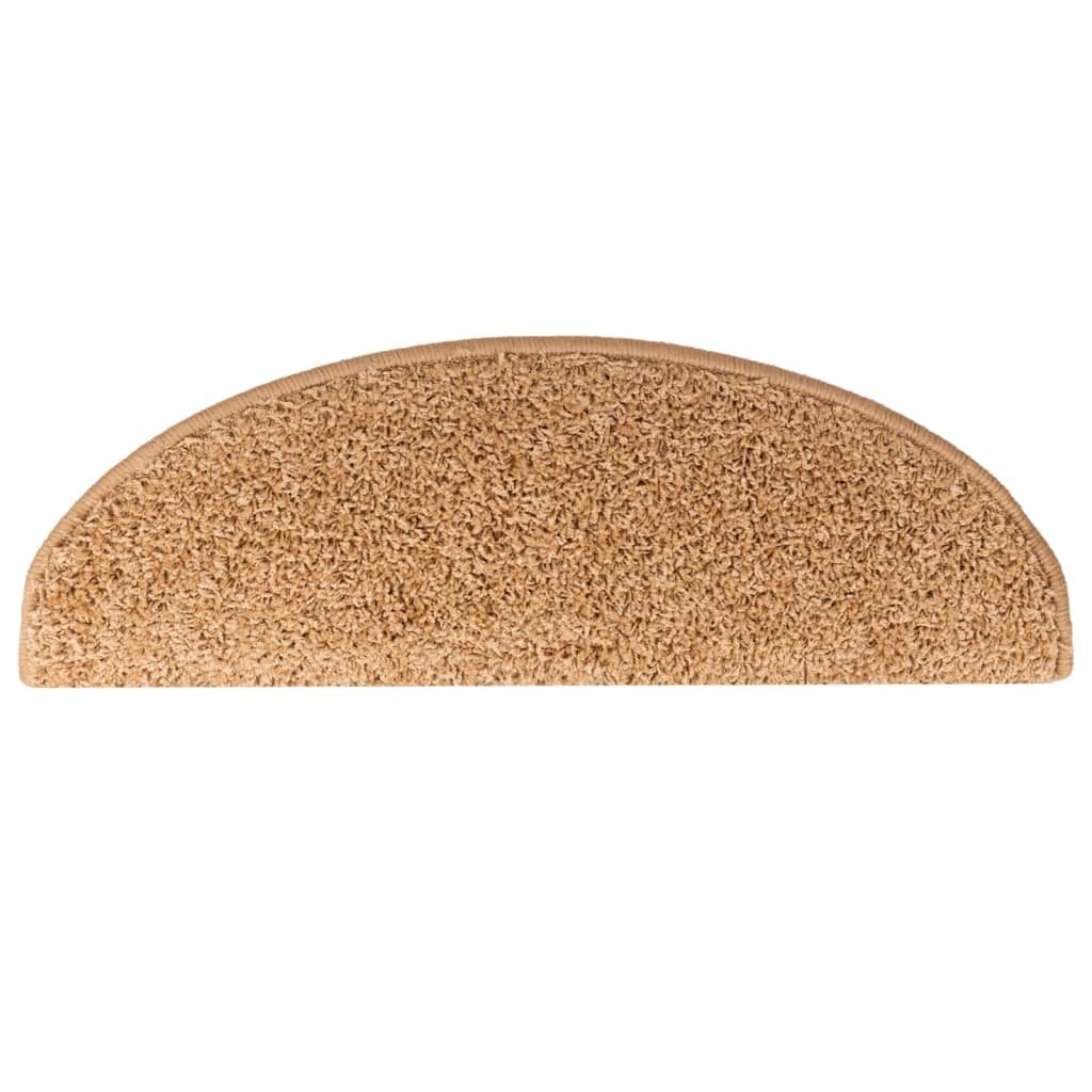 Tapetes de escada 10 peças 65x21x4 cm bege semicircular grande