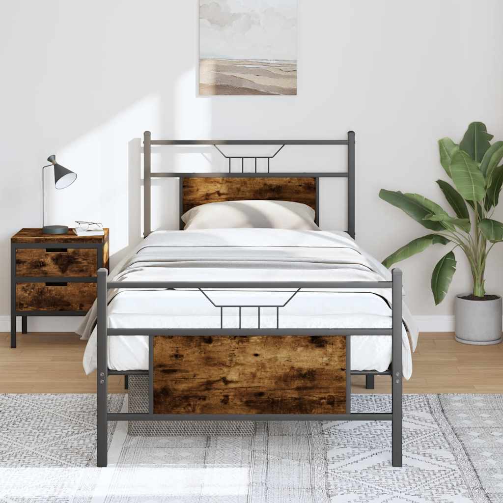 Estrutura cama s/ colchão derivados de madeira carvalho fumado