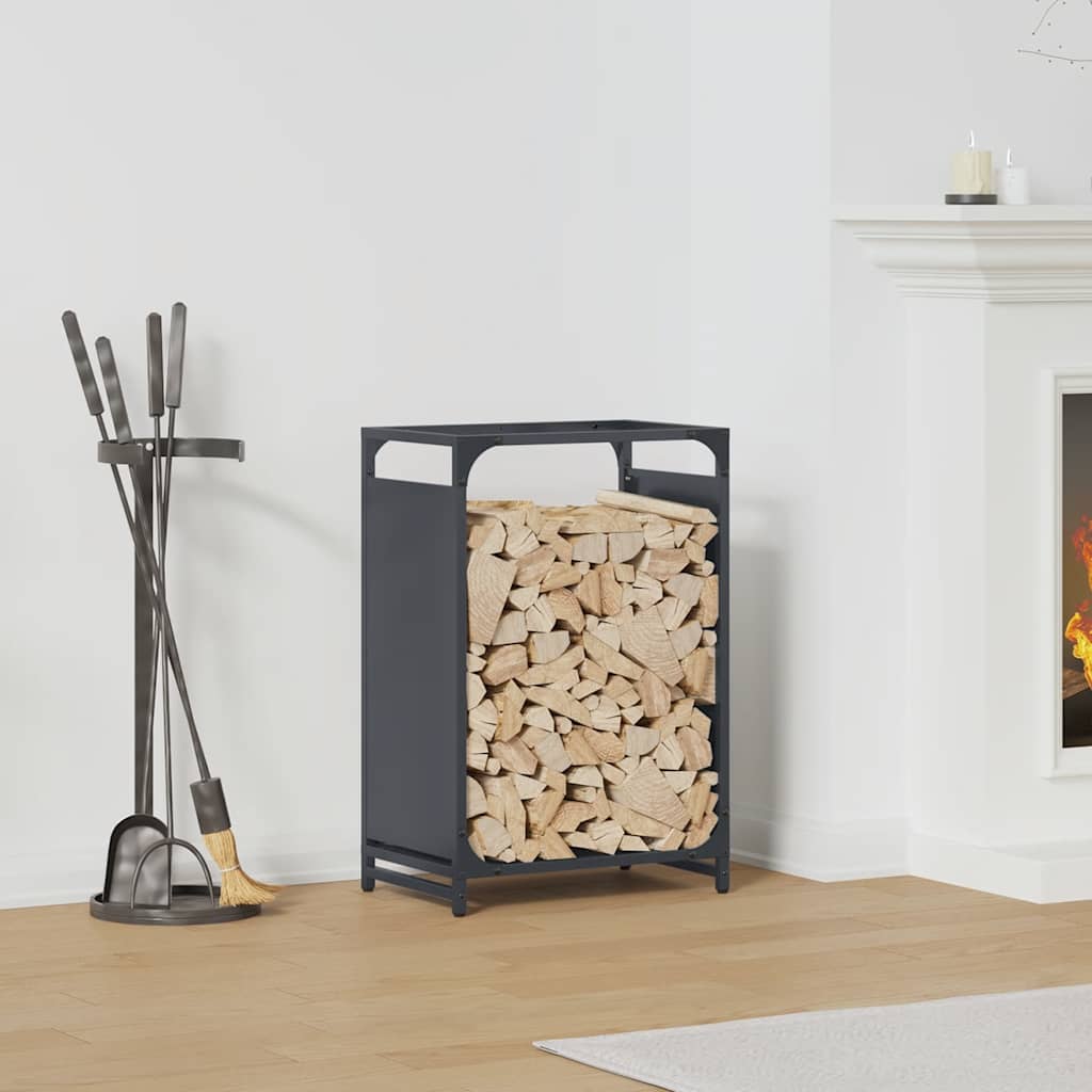 Suporte para lenha 44x28x65 cm aço laminado a frio antracite