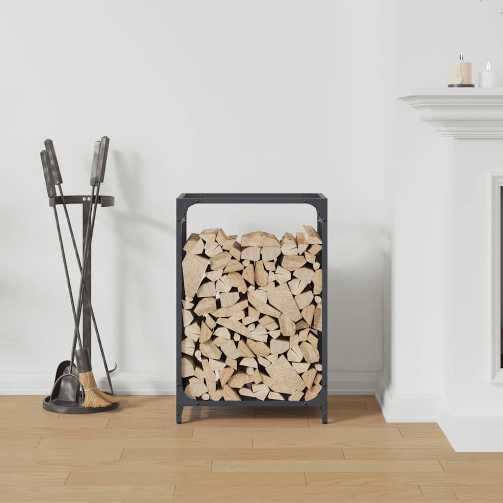 Suporte para lenha 44x28x65 cm aço laminado a frio antracite
