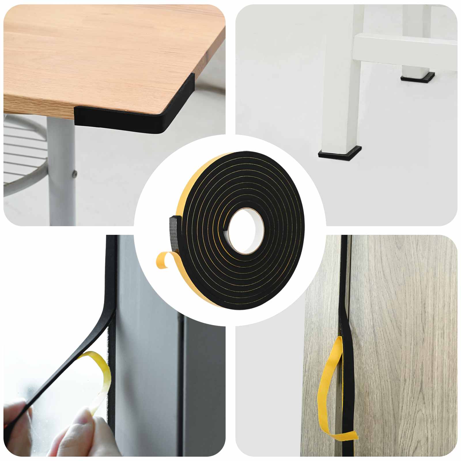 Fita de espuma autoadesiva 10 unid. preto 15mm x 5m espuma cr
