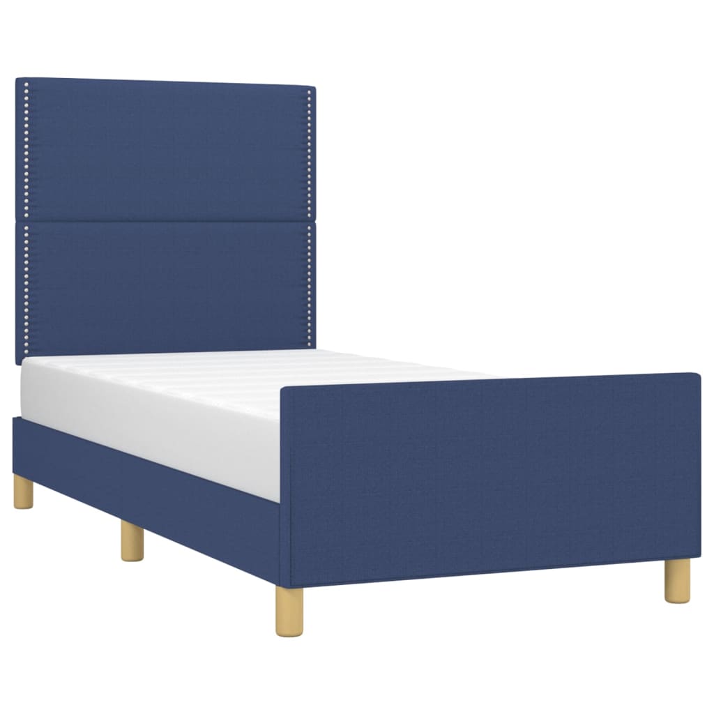 Estrutura de cama sem colchão 90x190 cm tecido azul