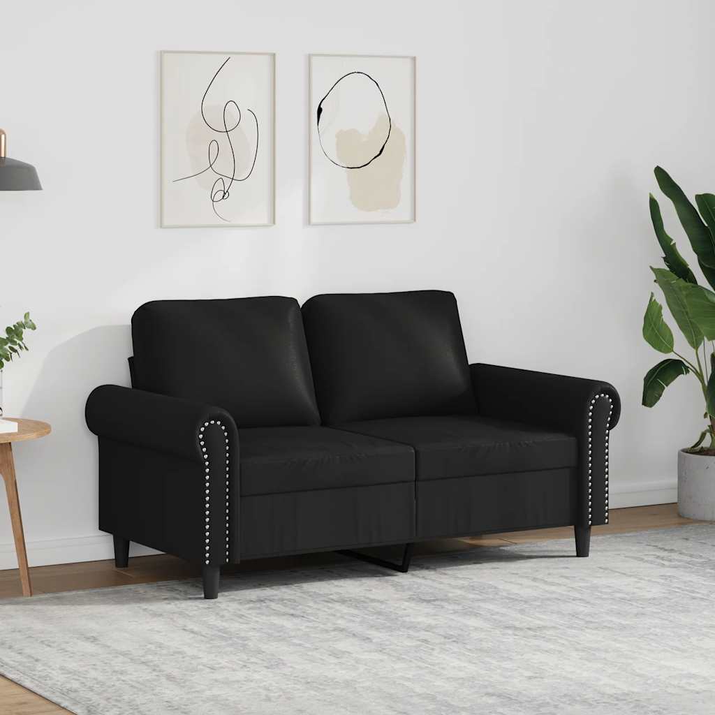 Sofá de 2 lugares 120 cm couro artificial preto