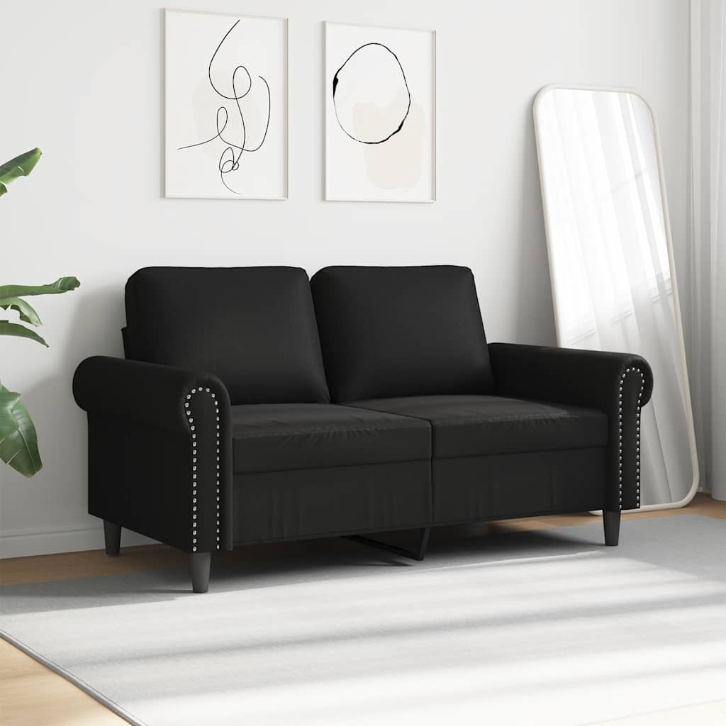 Sofá de 2 lugares 120 cm couro artificial preto