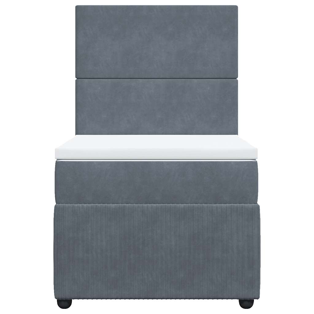 Cama com molas/colchão 90x190 cm veludo cinza-escuro
