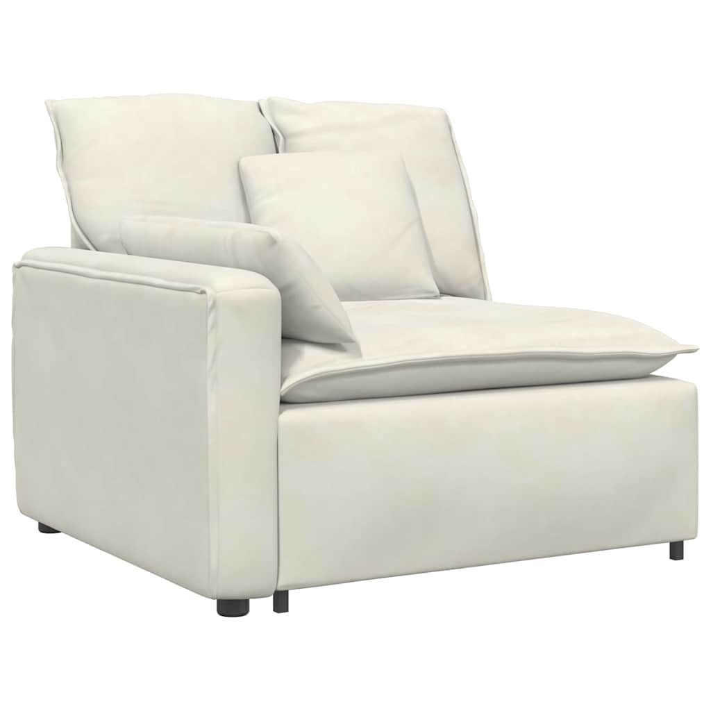 Sofá modular com almofadas veludo creme