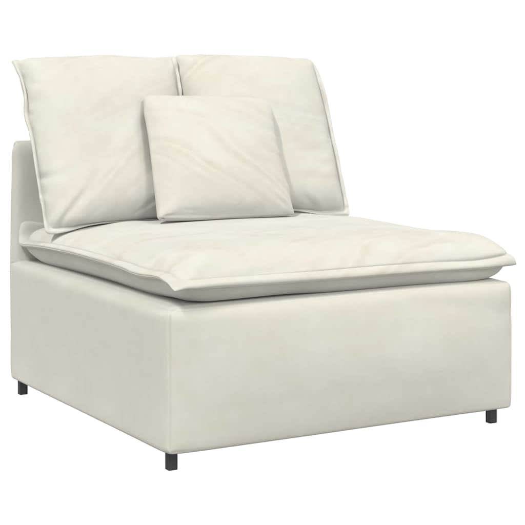 Sofá modular com almofadas veludo creme
