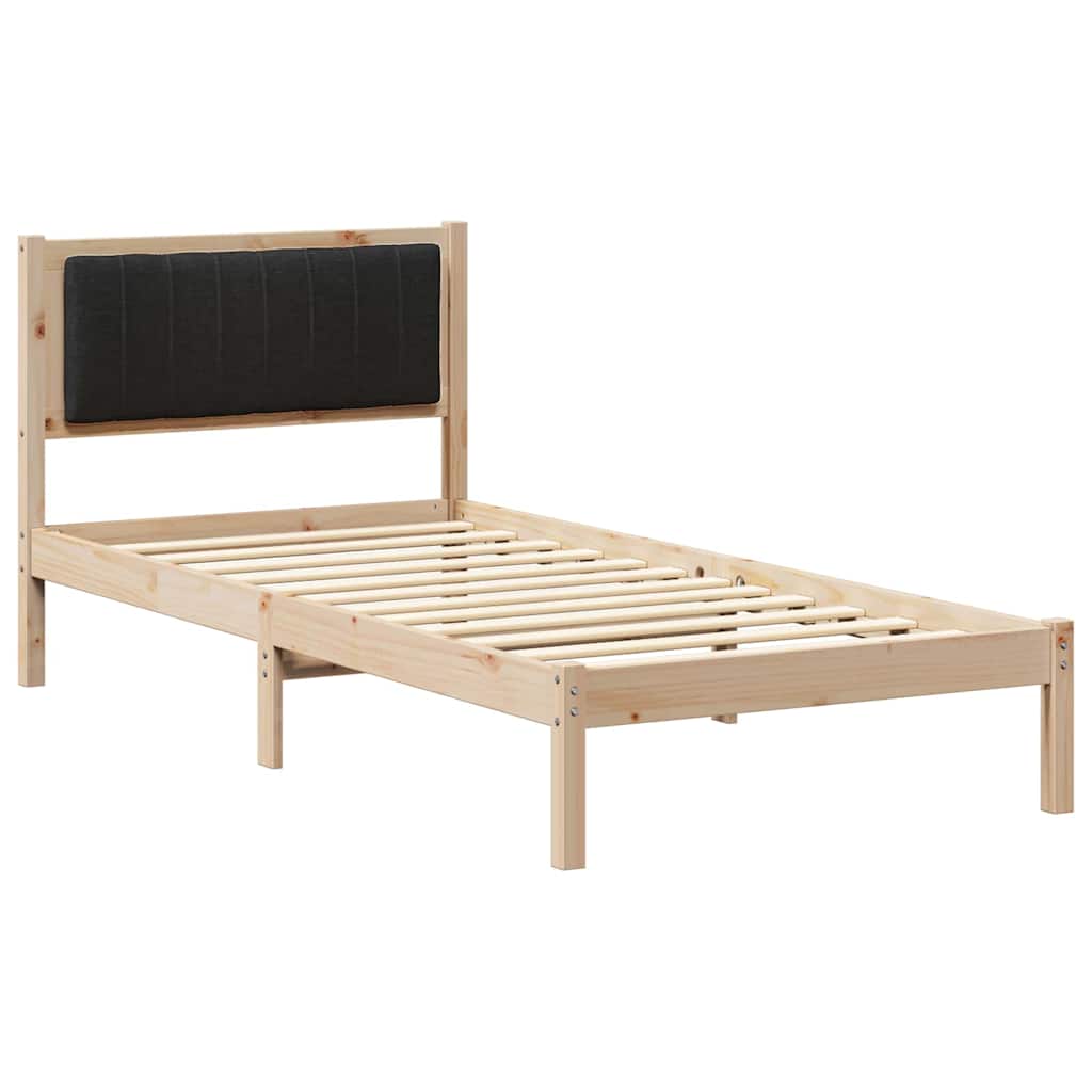 Estrutura de cama com cabeceira estofada preto 90 x 200 cm