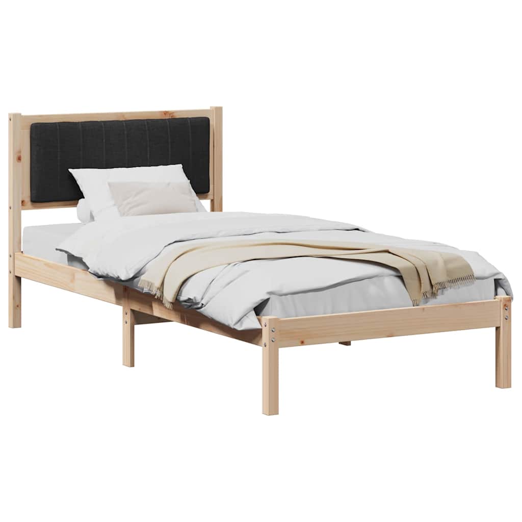 Estrutura de cama com cabeceira estofada preto 90 x 200 cm