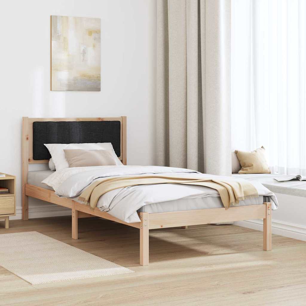 Estrutura de cama com cabeceira estofada preto 90 x 200 cm