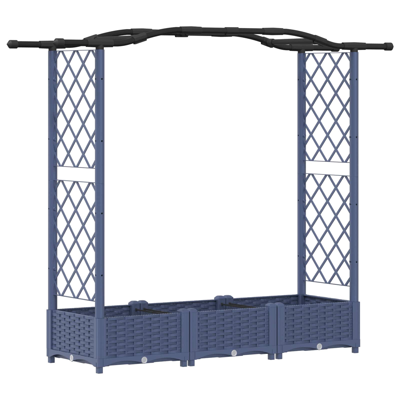 Cama elevada com treliça e telhado cinzento 169 x 40 x 123 cm