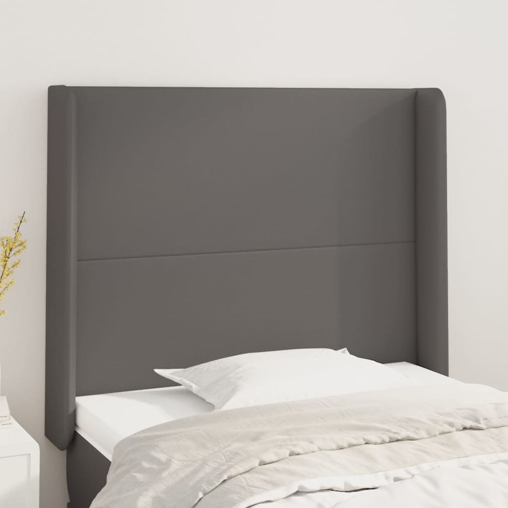 Cabeceira cama c/ abas couro artif. 83x16x118/128 cm cinzento