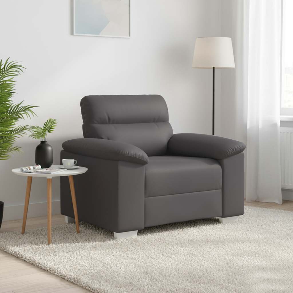 Poltrona 100x81x84 cm couro artificial cinzento