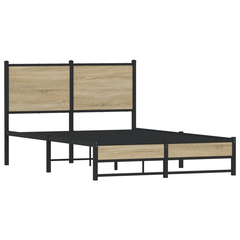 Estrutura de cama sem colchão 120x200 cm metal carvalho sonoma