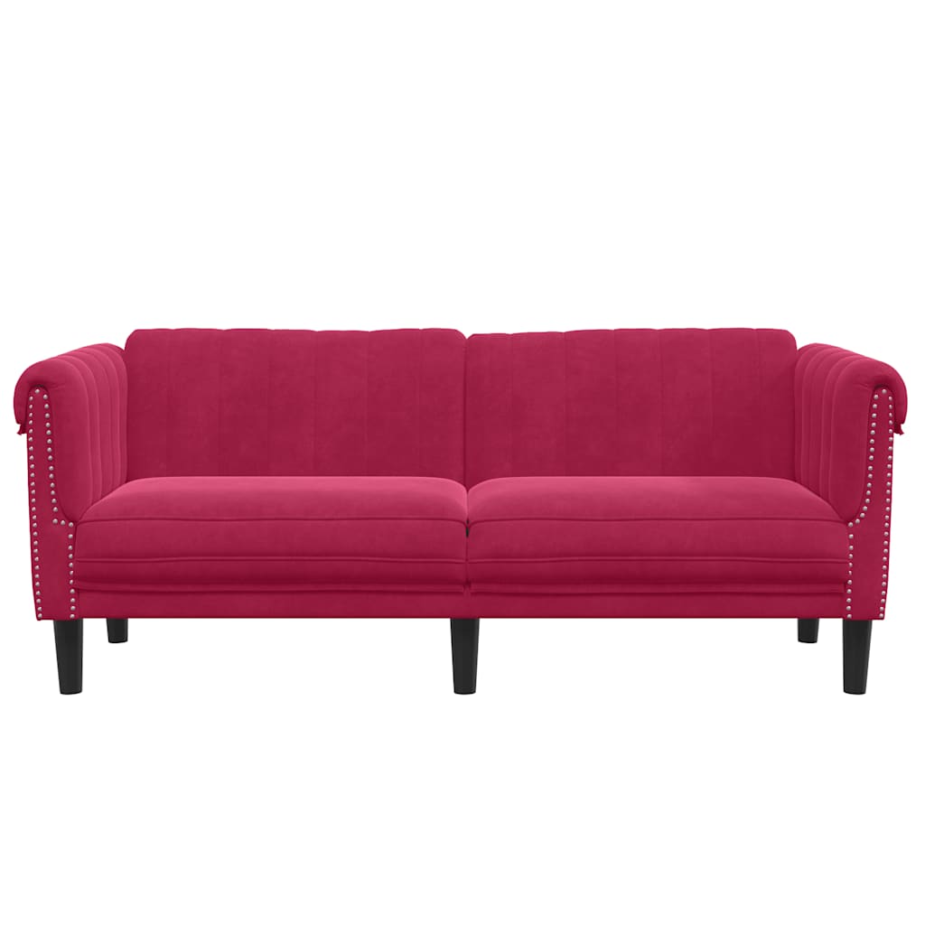 Sofá de 2 lugares veludo vermelho tinto