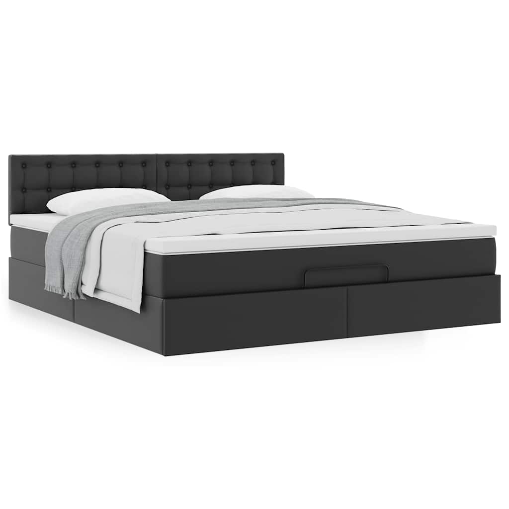 Estrutura de cama otomana com colchão 180x200 cm preta