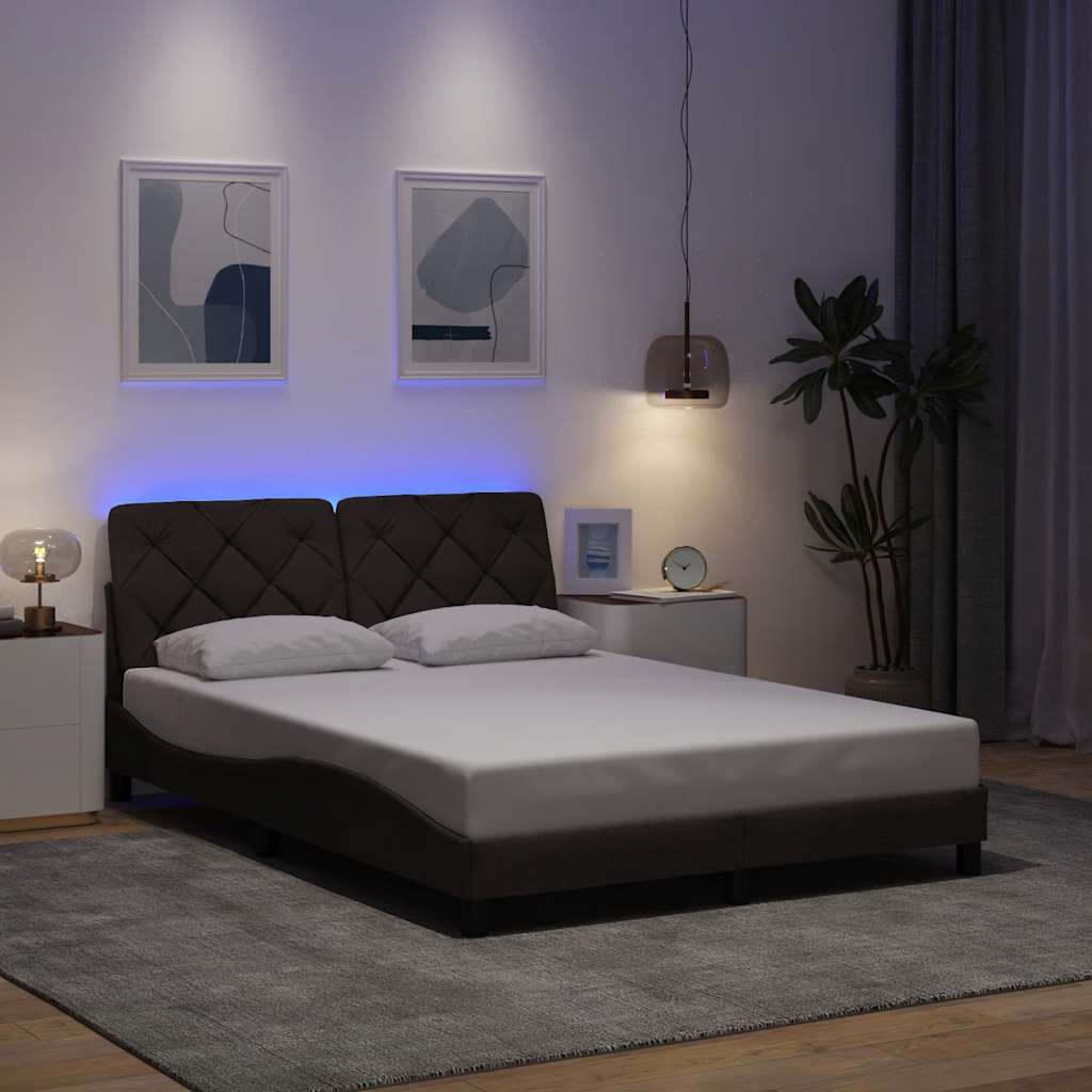 Estrutura de cama com LED sem colchão 140x200 cm tecido