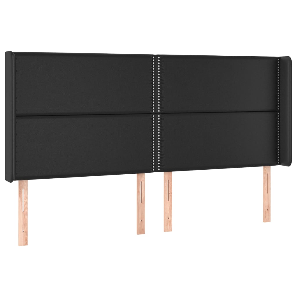 Cabeceira cama c/ LED couro artificial 183x16x118/128 cm preto