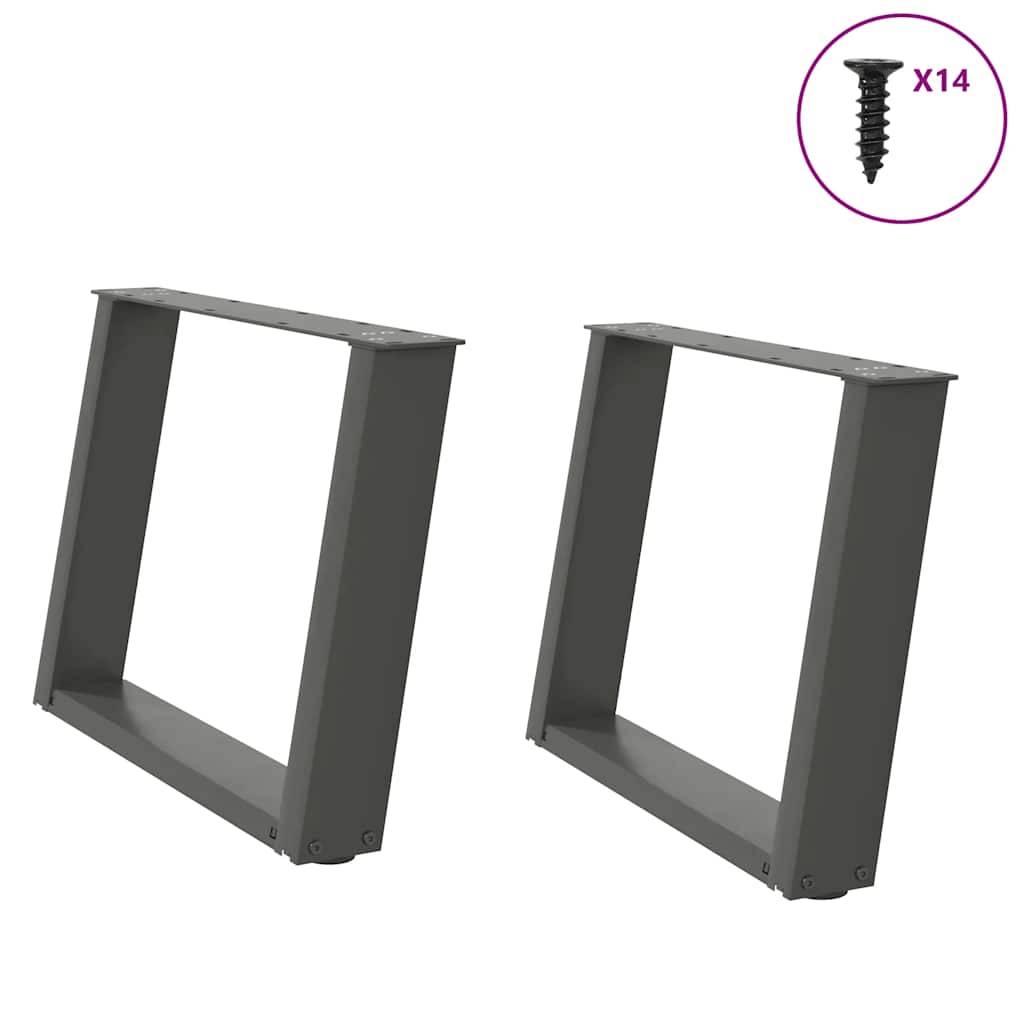 Pés para mesa de centro em forma de u, 2 peças, antracite, 70x (42-43) cm, aço