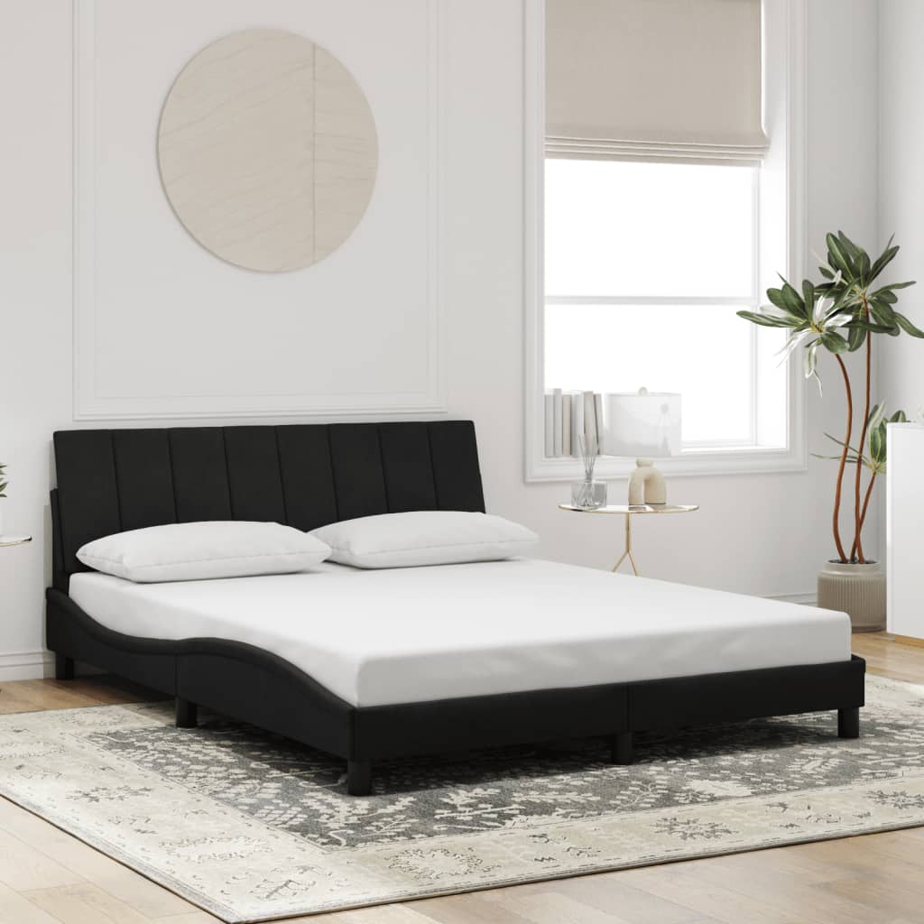 Estrutura de cama com LED sem colchão hanko 160x200 cm veludo preto