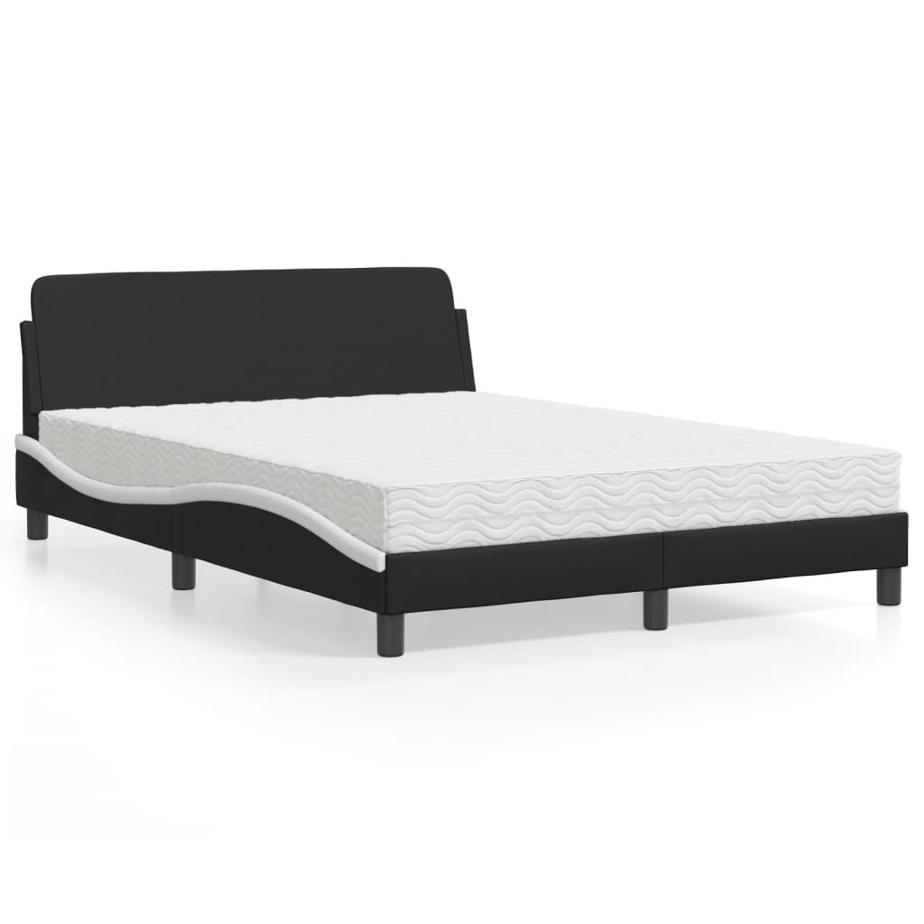 Cama com colchão dover 140x190 cm couro artificial preto