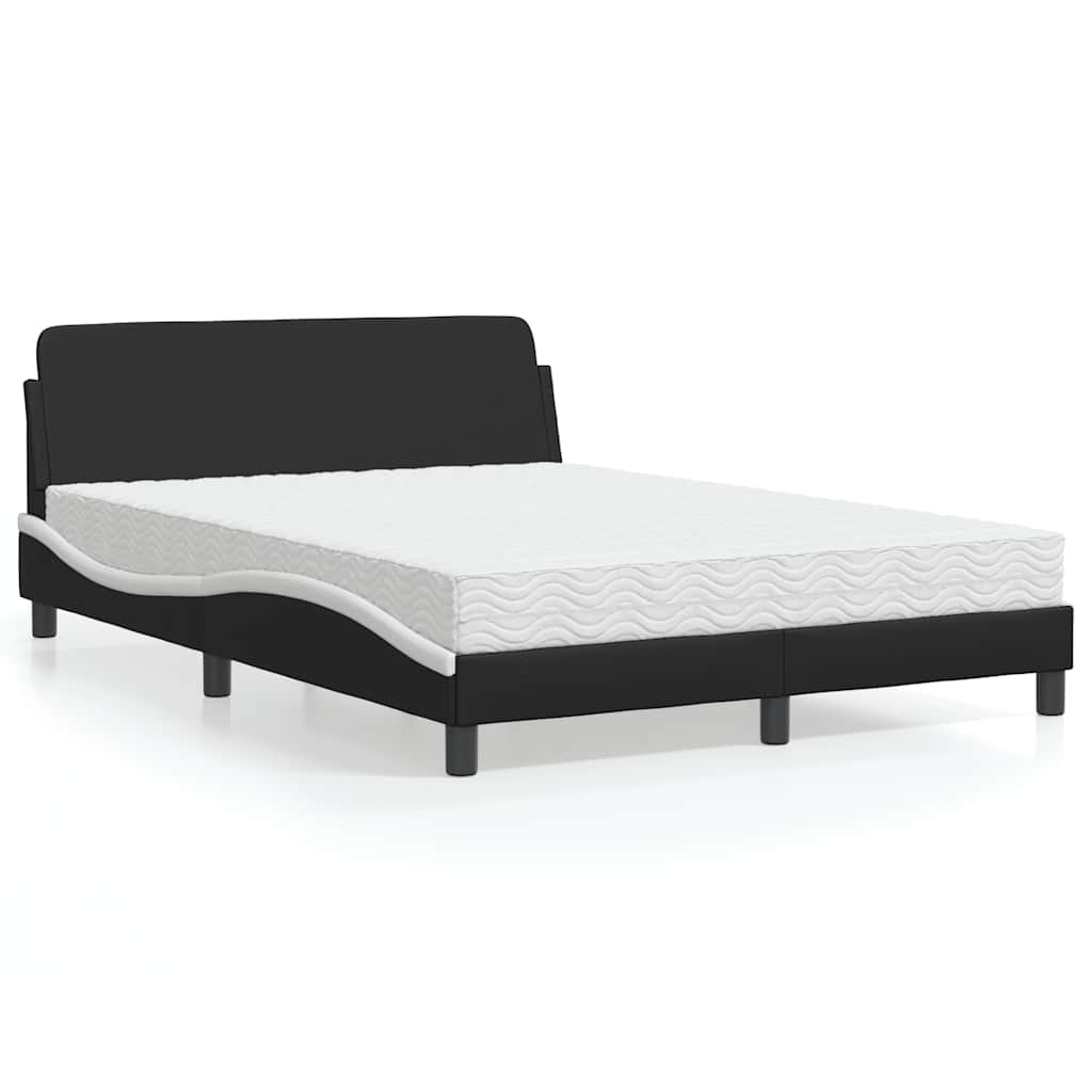 Cama com colchão dover 140x190 cm couro artificial preto