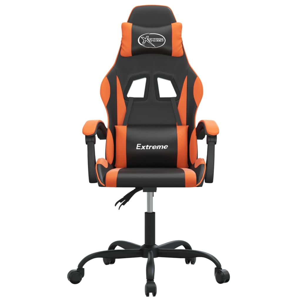 Cadeira gaming couro artificial preto e laranja