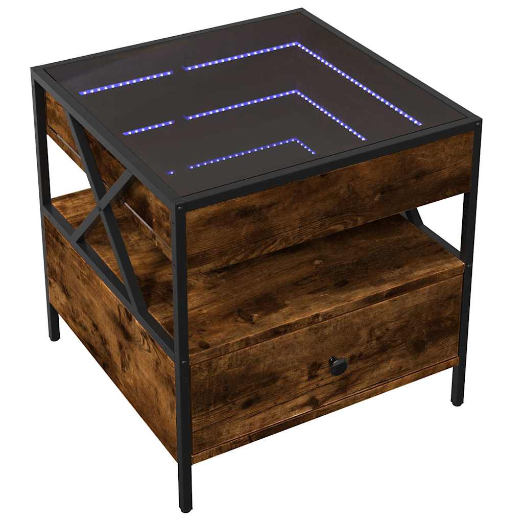 Mesa de centro luzes LED infinity 50x50x51 cm carvalho fumado