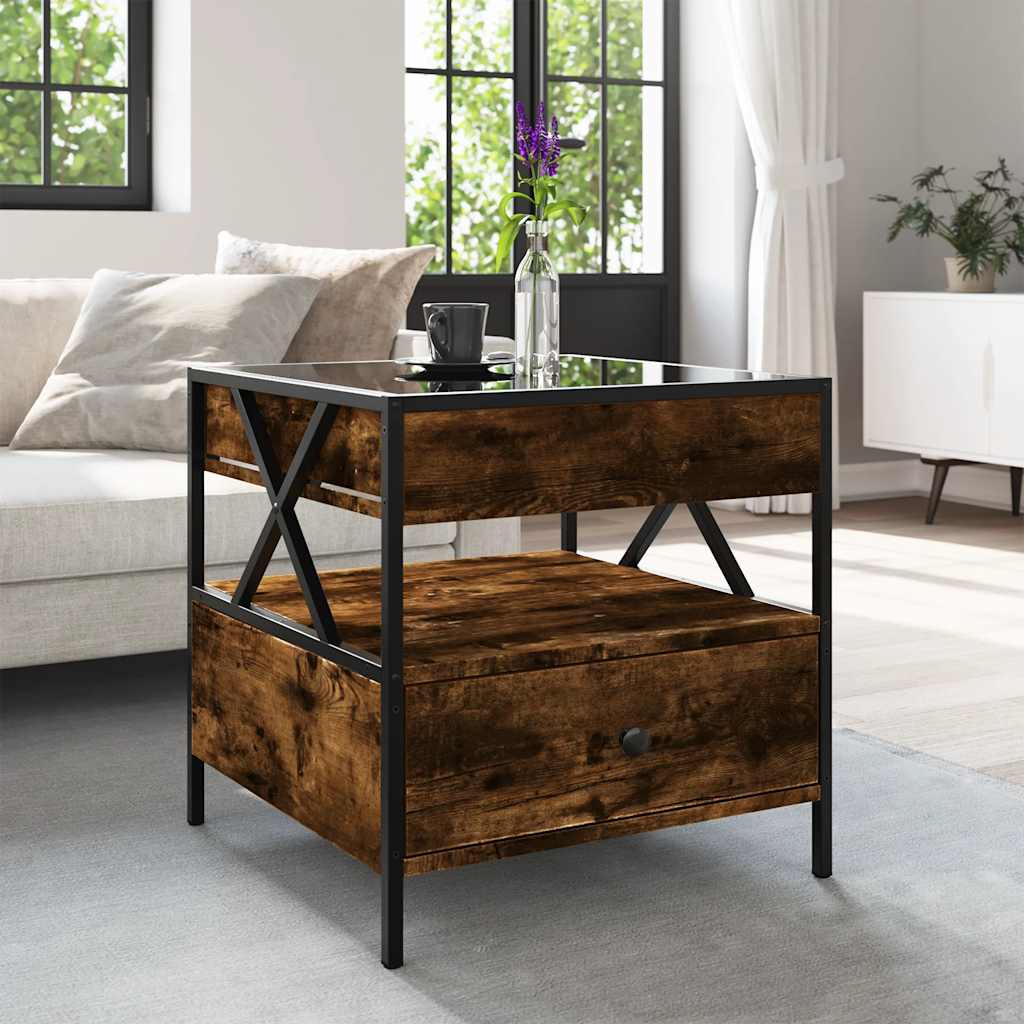 Mesa de centro luzes LED infinity 50x50x51 cm carvalho fumado