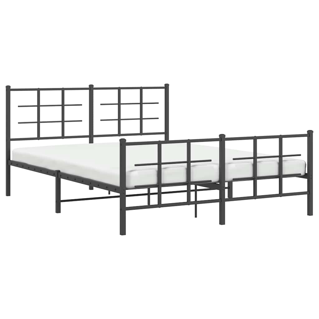 Estrutura de cama com cabeceira e pés 150x200 cm metal preto