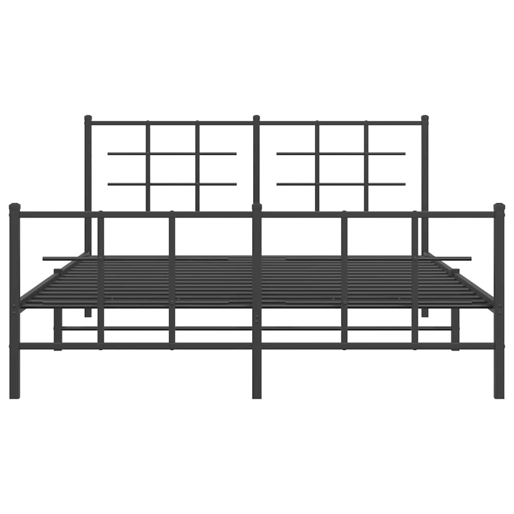 Estrutura de cama com cabeceira e pés 150x200 cm metal preto