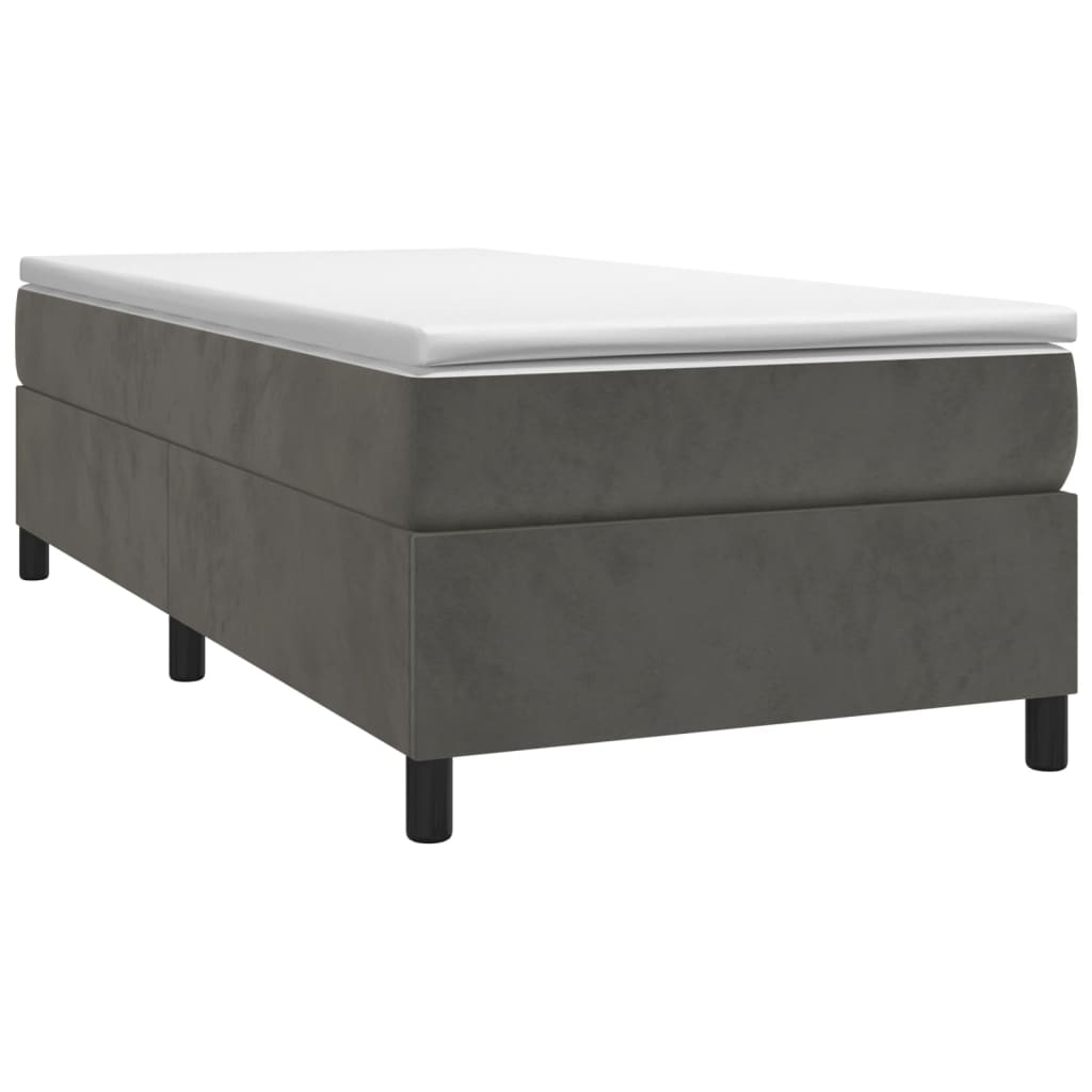 Estrutura de cama com molas 90x190 cm veludo cinzento-escuro