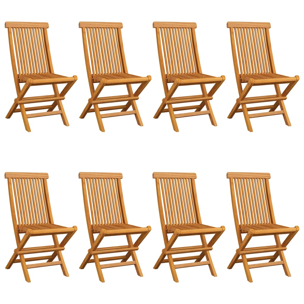 Cadeiras de jardim c/ almofadões branco nata 8 pcs teca maciça