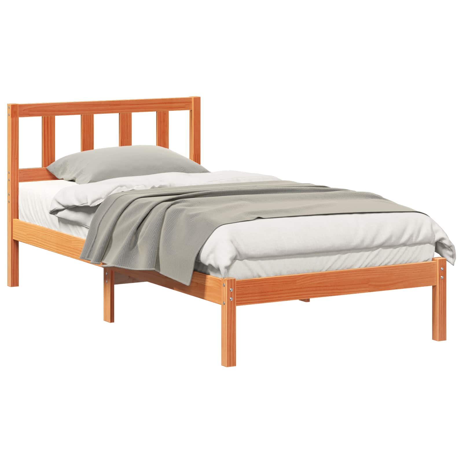 Estrutura da cama com cabeceira marrom cera 90 x 190 cm