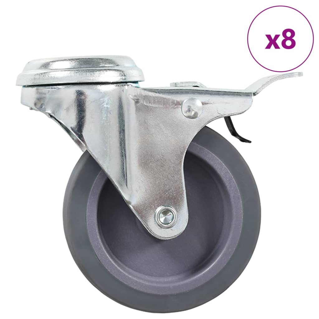 8 Pcs rodas giratórias com orifício para parafuso 75 mm
