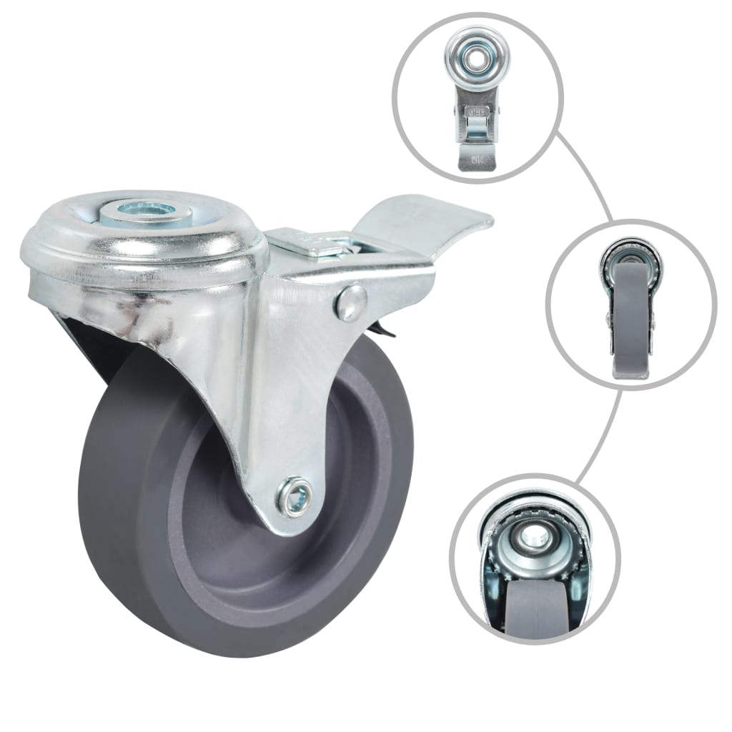 8 Pcs rodas giratórias com orifício para parafuso 75 mm