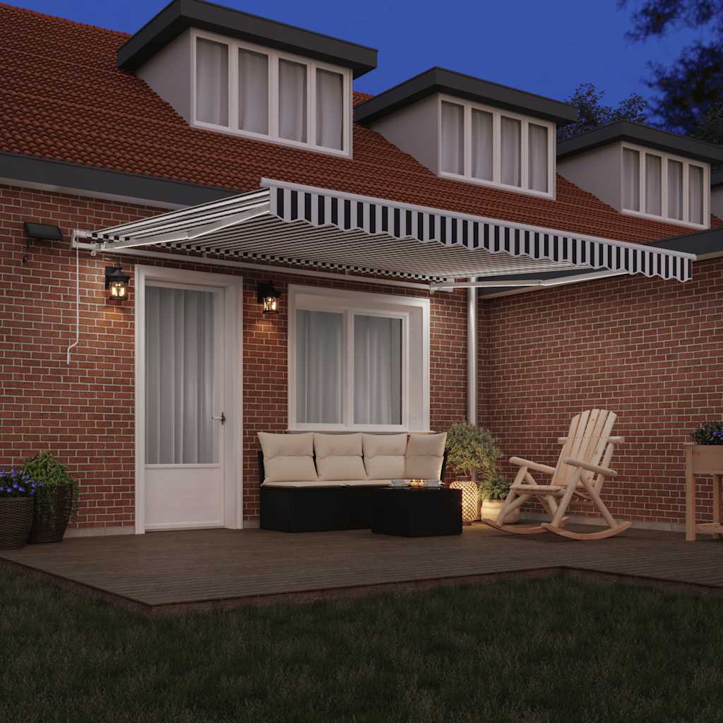 Toldo retrátil manual com luzes LED 400x300cm antracite/branco