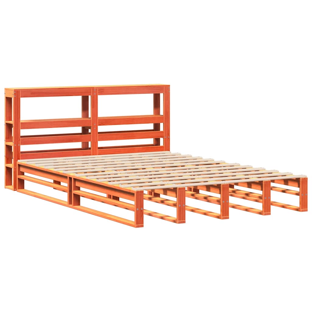 Cama sem colchão 120x190 cm madeira pinho maciça castanho-mel
