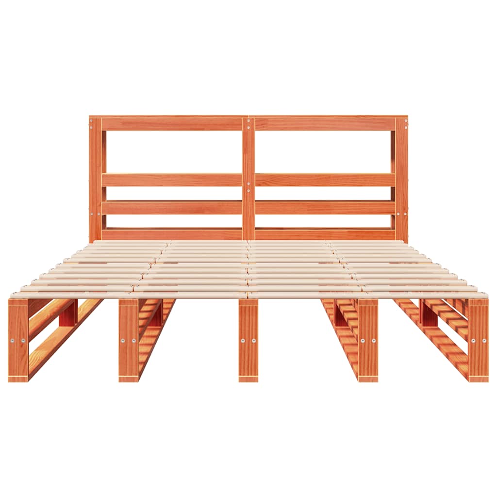 Cama sem colchão 120x190 cm madeira pinho maciça castanho-mel