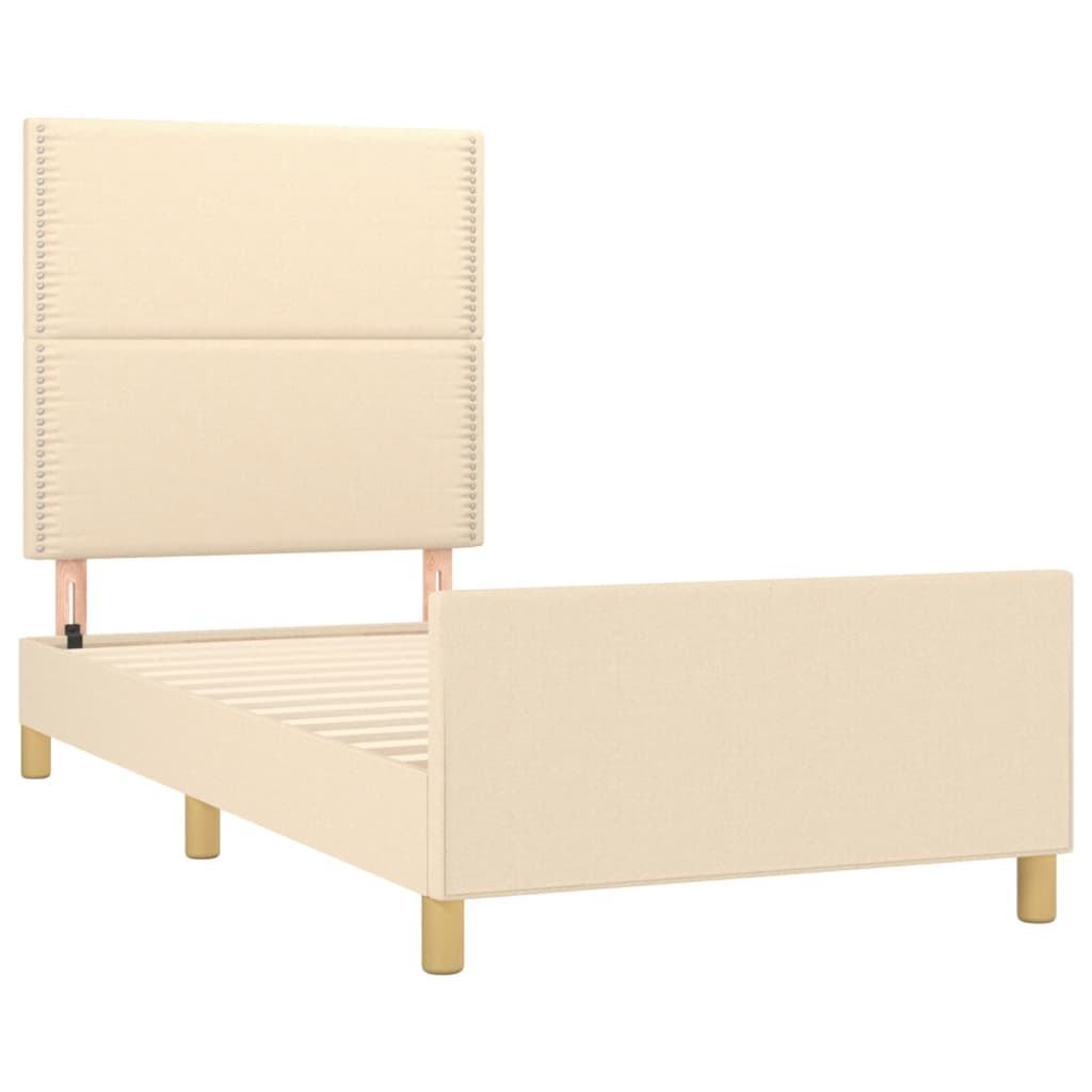 Estrutura de cama sem colchão 90x190 cm tecido creme