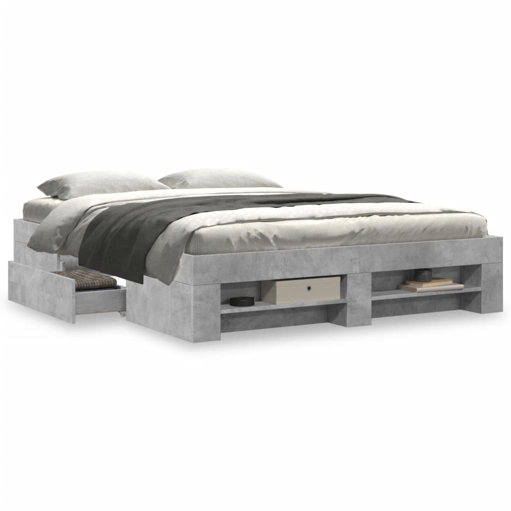 Estrutura cama s/ colchão 160x200cm cinza cimento